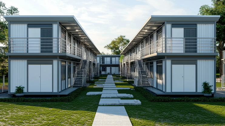 Triple-storey grey GI frame labor colony with 20 rooms