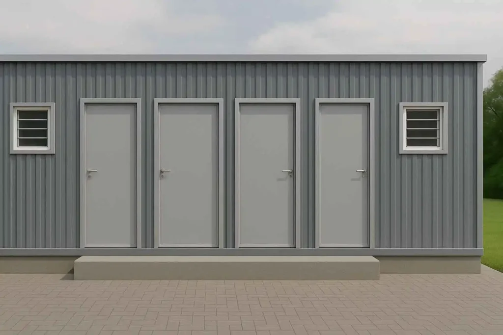 Four-compartment toilet cabin