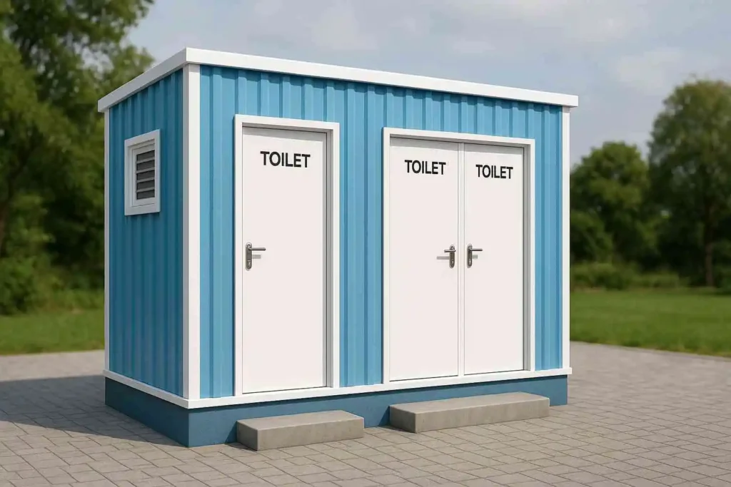 Blue porta toilet cabin