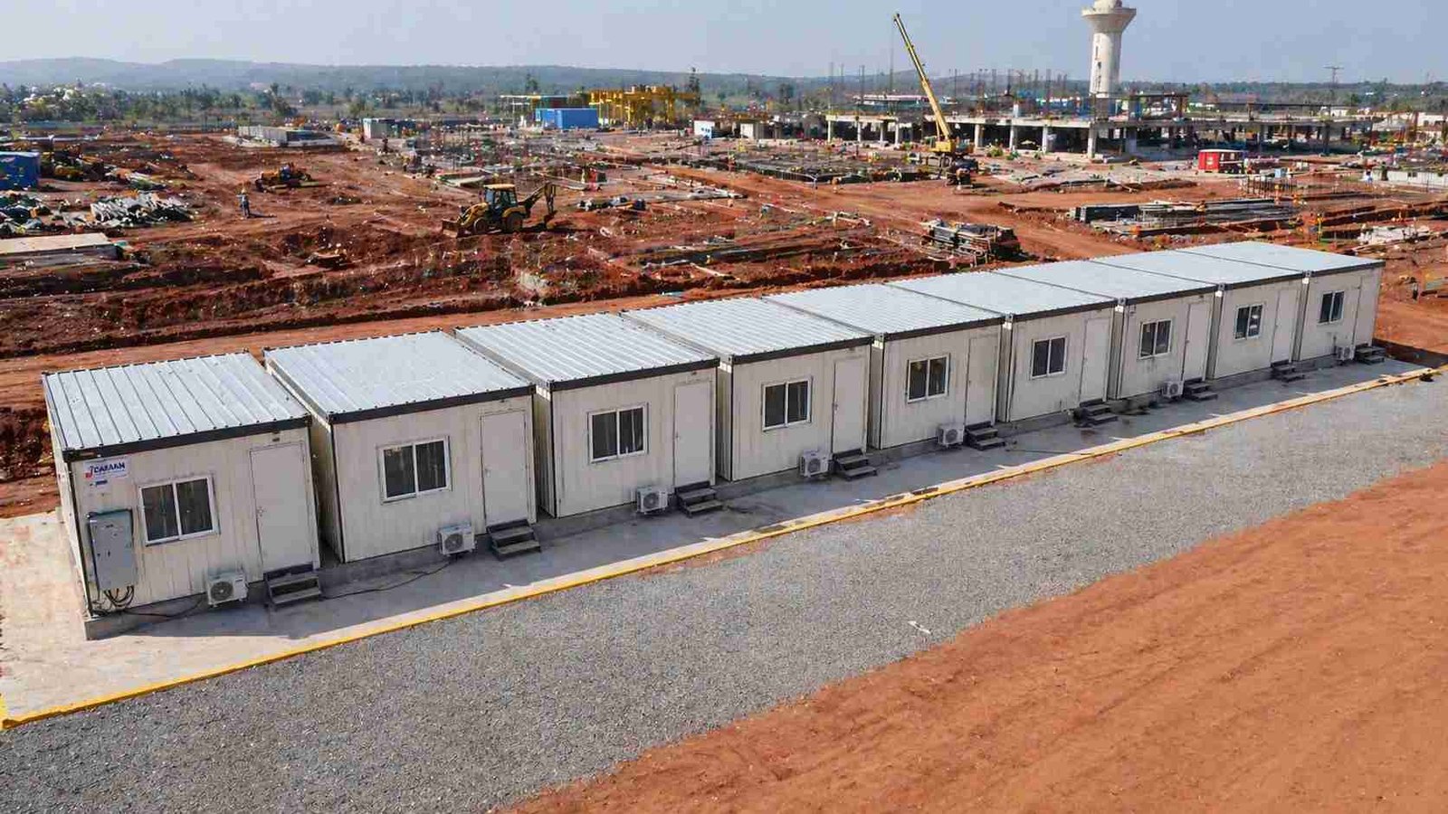 prefabricated porta cabin multi unit row identical consistency India project site