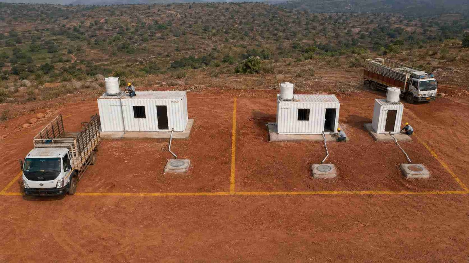 porta cabin with toilet combined unit vs two separate units India logistics comparison SAMAN