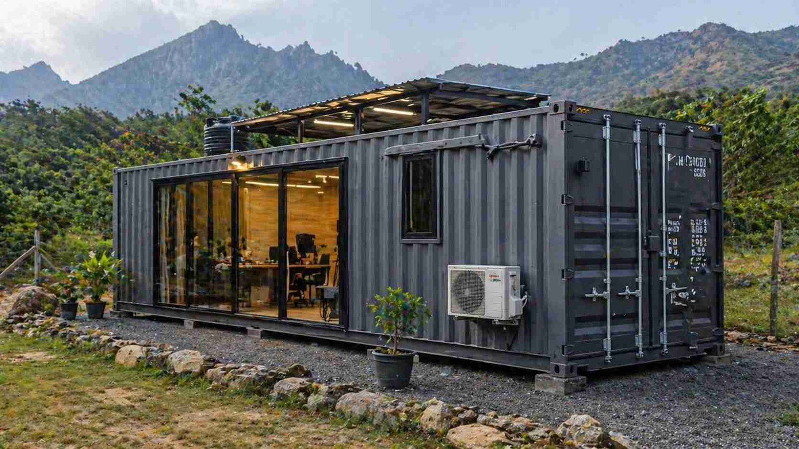 Custom container unit with glass facade for retail or display