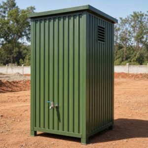 MS portable toilet corrugated steel single unit grey factory yard SAMAN