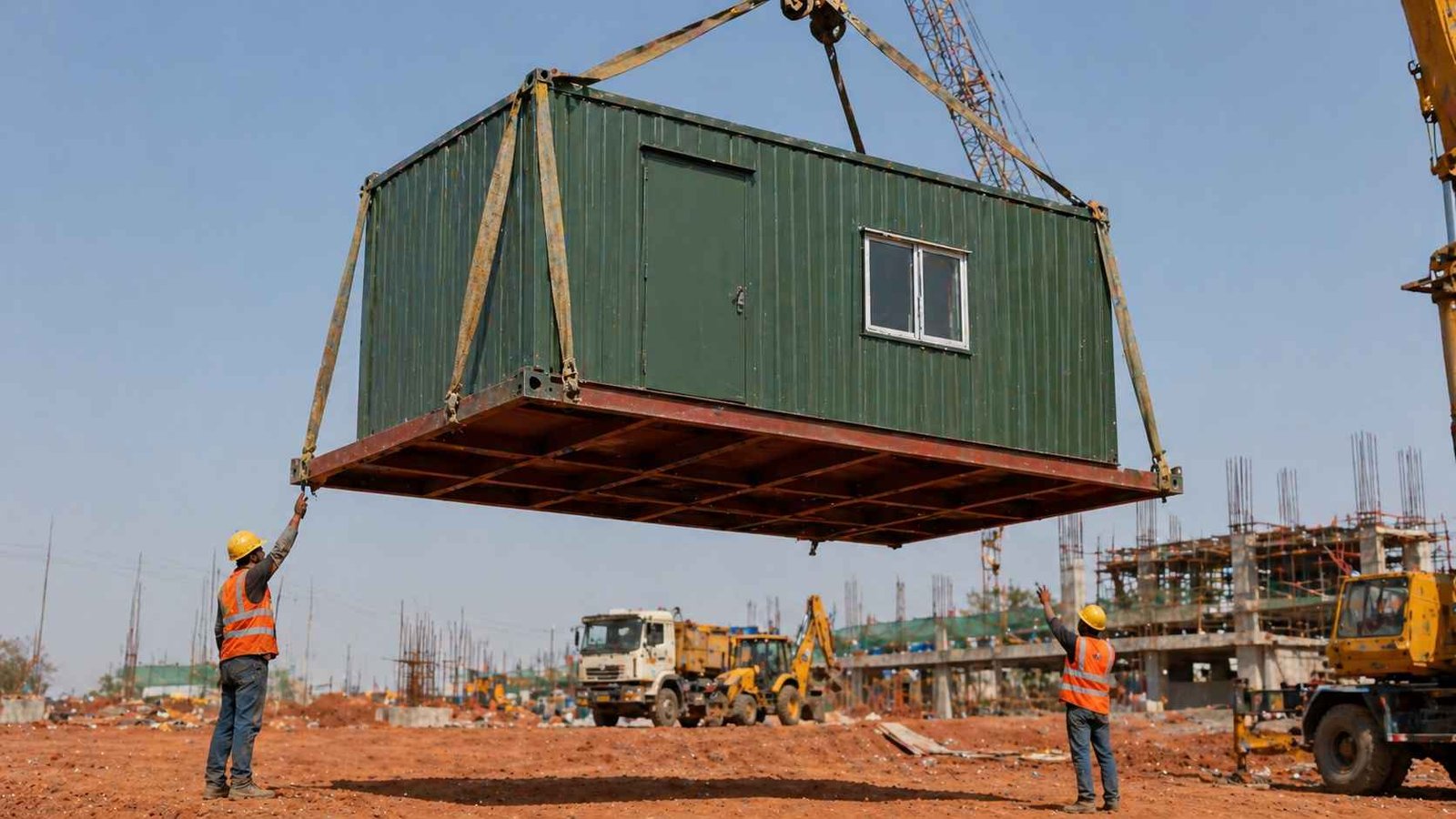 MS porta cabin base frame C-section 100x50mm India crane lift site
