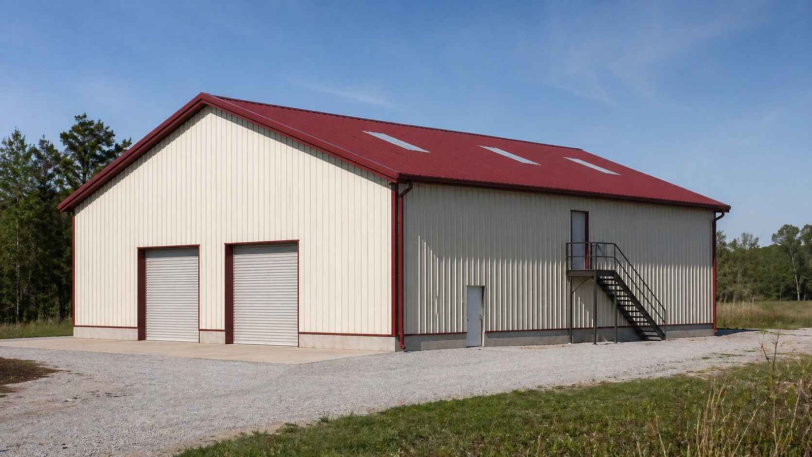 pre-engineered building mid-scale factory red roof roller shutters India supply