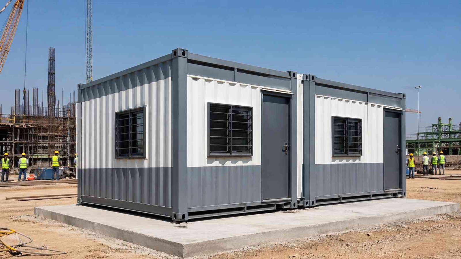 container office units installed at infrastructure construction site India SAMAN