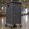 portable toilet overhead tank self contained terracotta orange construction site