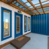 Modern blue container home exterior