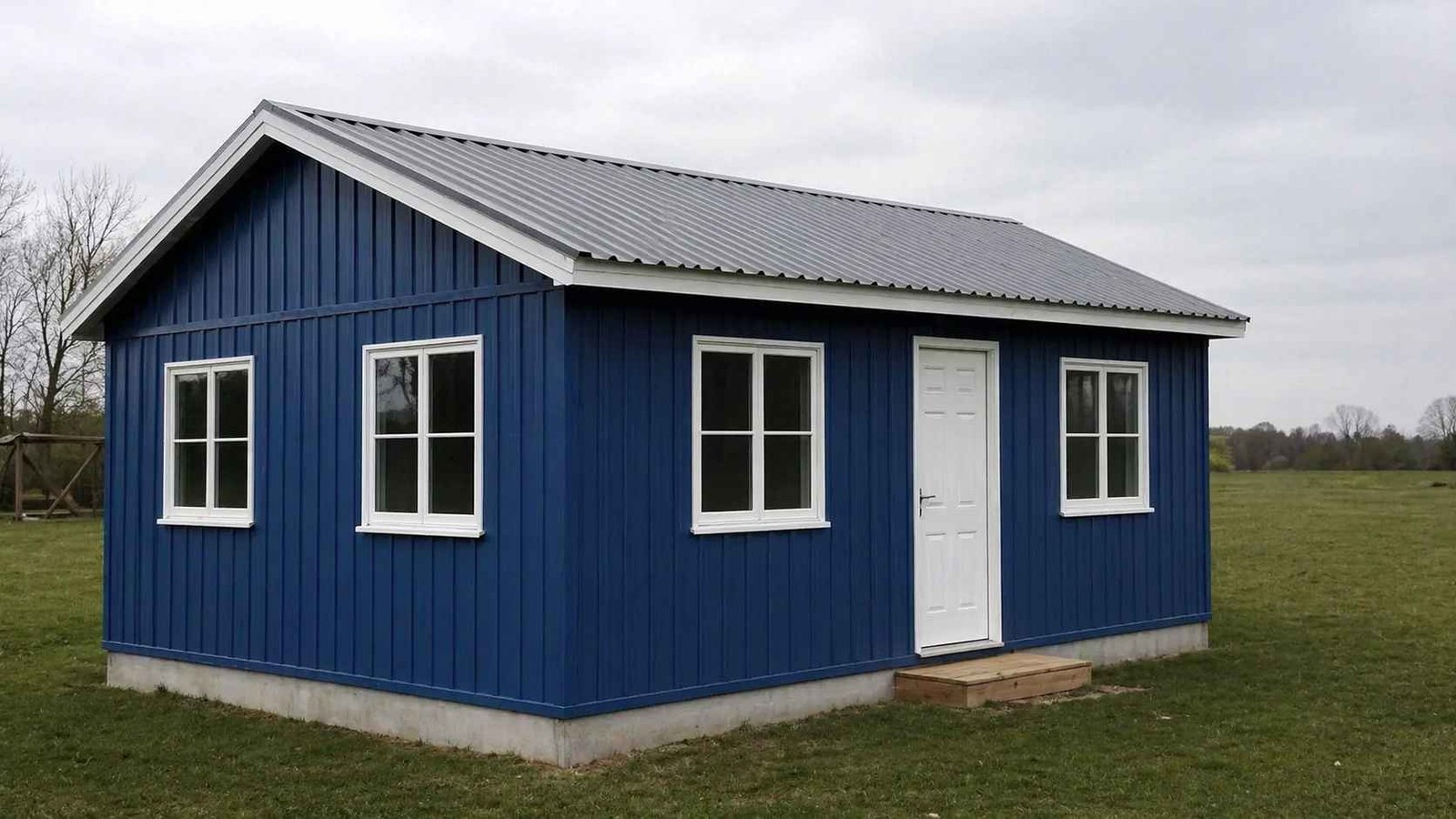 prefabricated house site accommodation bunkhouse deployed open field India
