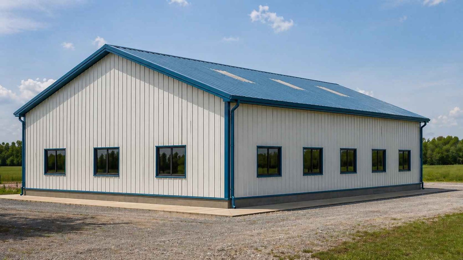 pre-engineered building complete supply kit white blue cladding windows skylights India