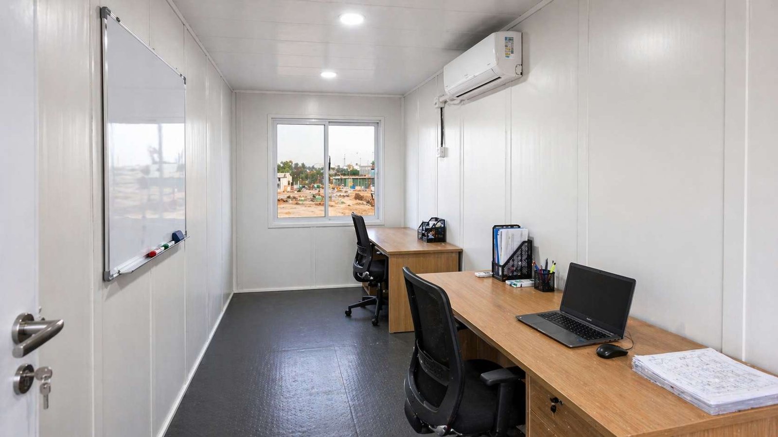 container office interior fitted workstation AC lighting India SAMAN