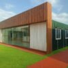 Exterior of Modular Office Cabin with glass walls