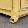 Close-up of a movable toilet cabin steel corner casting and base lifting point