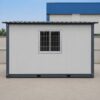 MS portable office cabin side profile showing mild steel frame base channel and PPGI roof