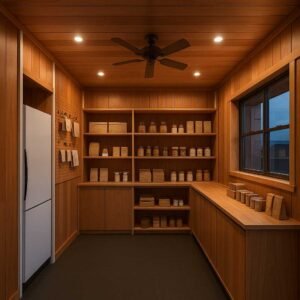 Wooden premium Porta Cabin shop interior