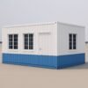 Portable Cabin exterior with blue base