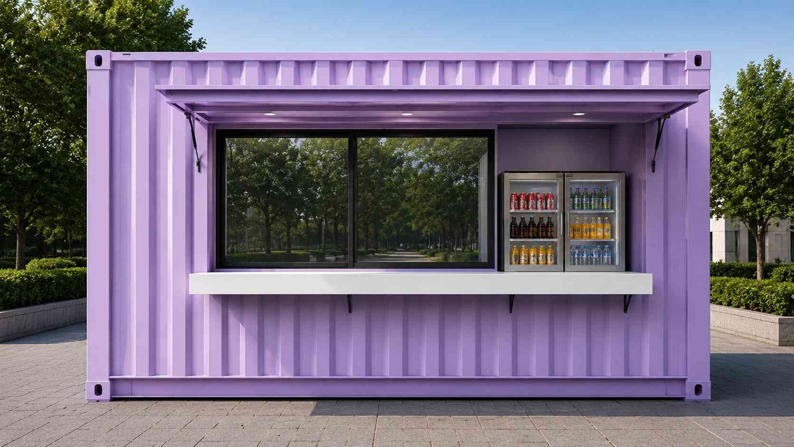 Portable shop cabin with sliding display window and fold-down counter shelf — SAMAN Portable, Bangalore