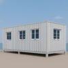 White portacabin office with steel windows