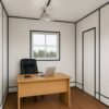 Executive portacabin office with desk and chair
