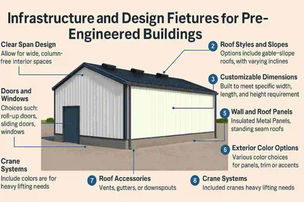 White pre-engineered steel building with black roof