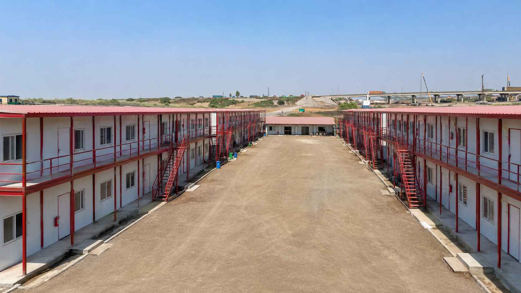 Double-storey prefab labour colony arrangement for a 300 to 500 worker project
