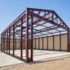 Bolted steel portal frame of a prefabricated building before panel cladding.