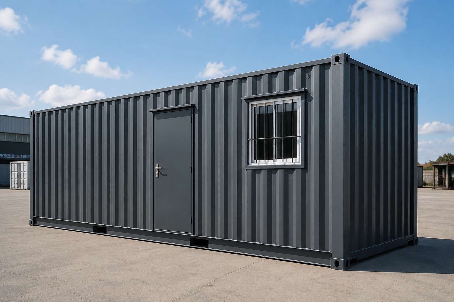 Prefabricated container office two windows door with AC outdoor unit – AC provision point custom specification SAMAN factory-fitted