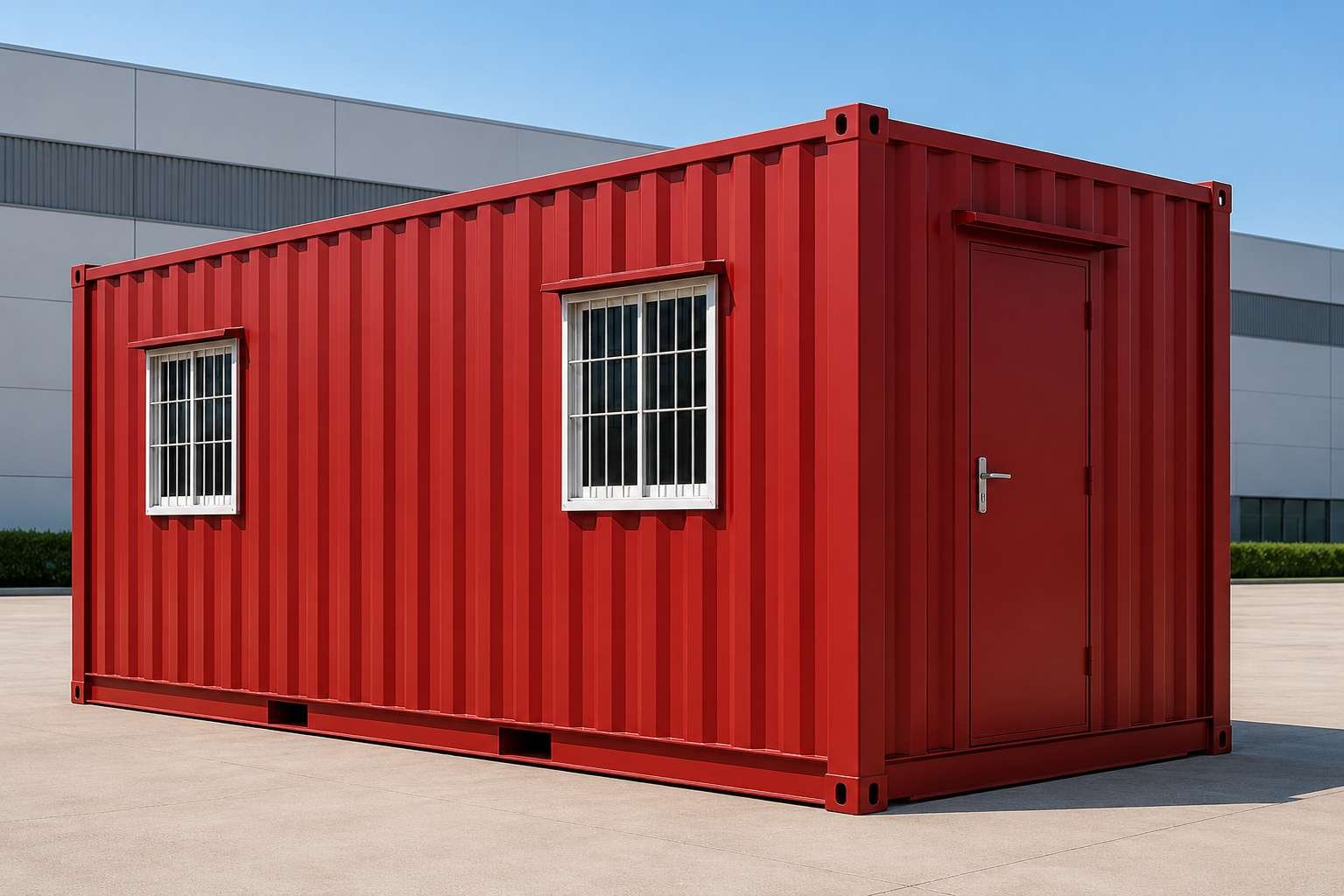 Prefabricated container office standard configuration one door one window charcoal grey – SAMAN factory-fitted base specification unit