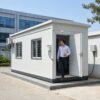 Prefabricated portable office cabin installed and operational at an Indian commercial project site
