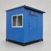 Prefabricated security cabin in blue factory finish, SAMAN spec-build for institutional gate installations.