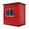 Prefabricated security cabin in red factory finish, SAMAN 10×8×8 ft spec-build, security-firm brand colour option.