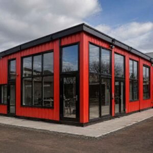 red-modular-building-with-large-windows