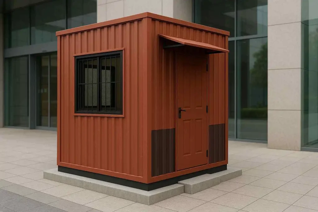 red portable security cabin