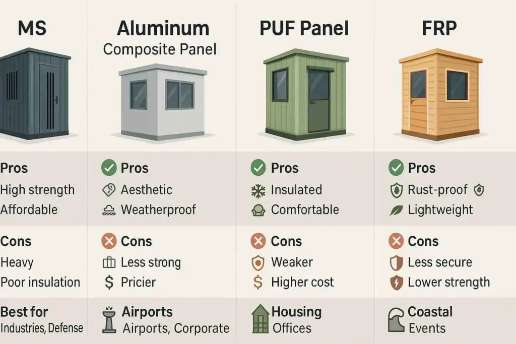 cabin material comparison chart