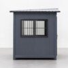 Side view of the SAMAN security guard cabin showing sliding observation window and steel frame