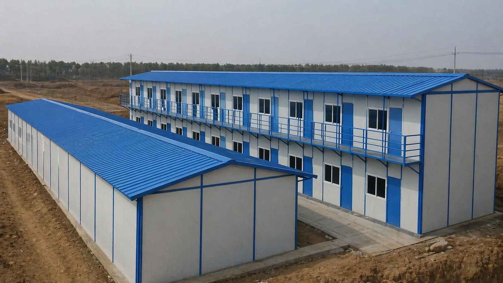 labor colony full setup dormitory canteen block India project site redeployable