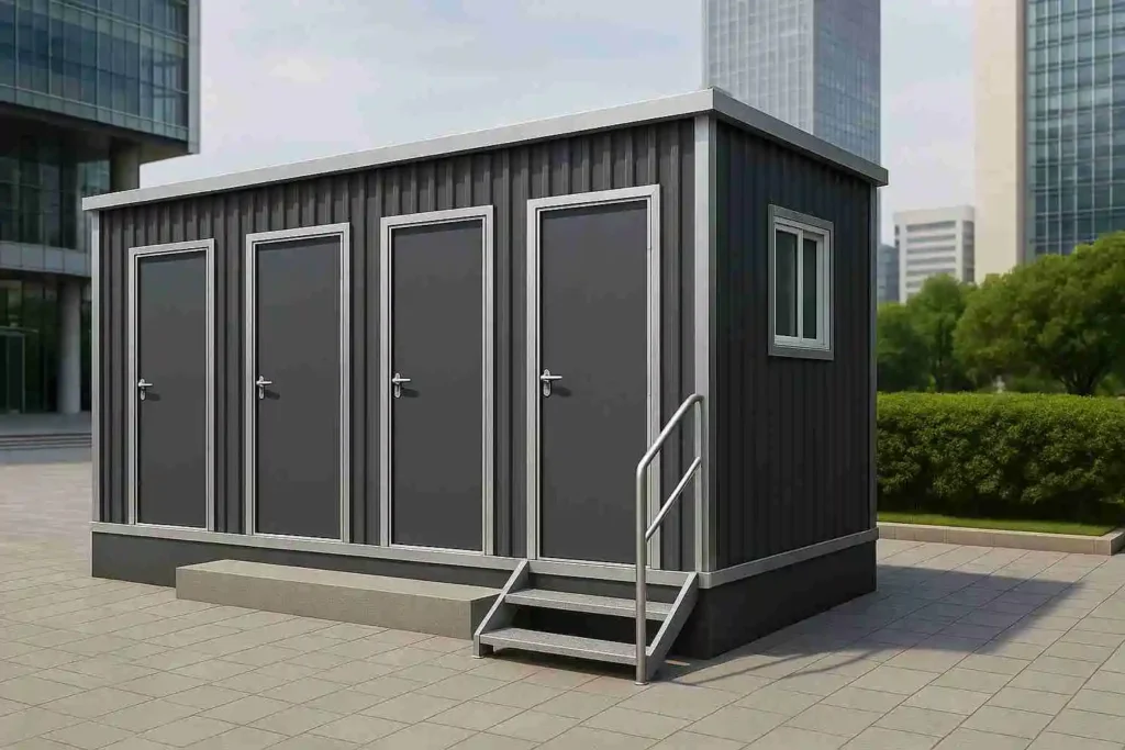 Grey 4-Door Toilet Porta Cabin