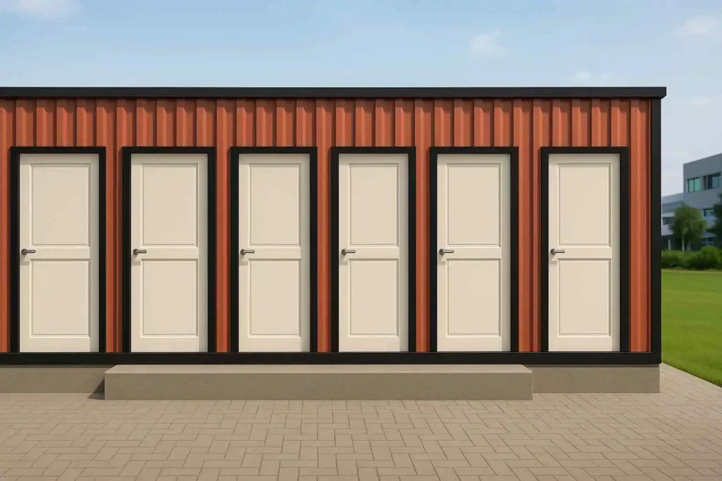 Five-door porta toilet cabin