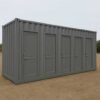 Grey toilet porta cabin with multiple compartments