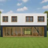 Two-storey prefab container house front view.
