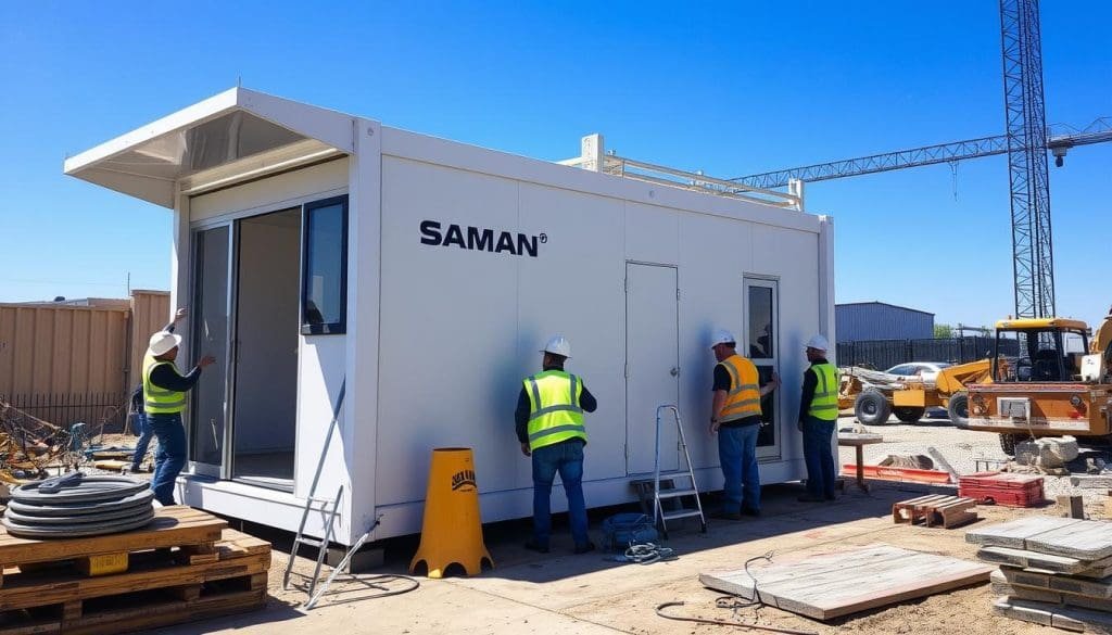 Portable security booths installation