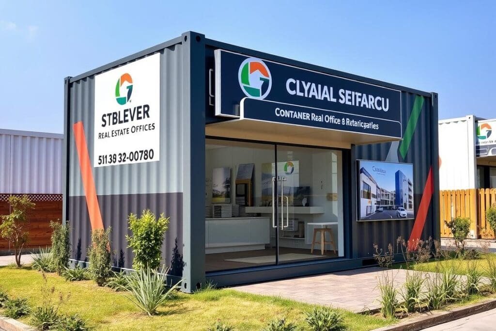 Branded container office for real estate sales