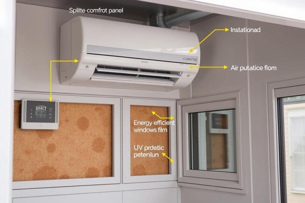 Climate control system integrated into a portable office cabin in South Delhi