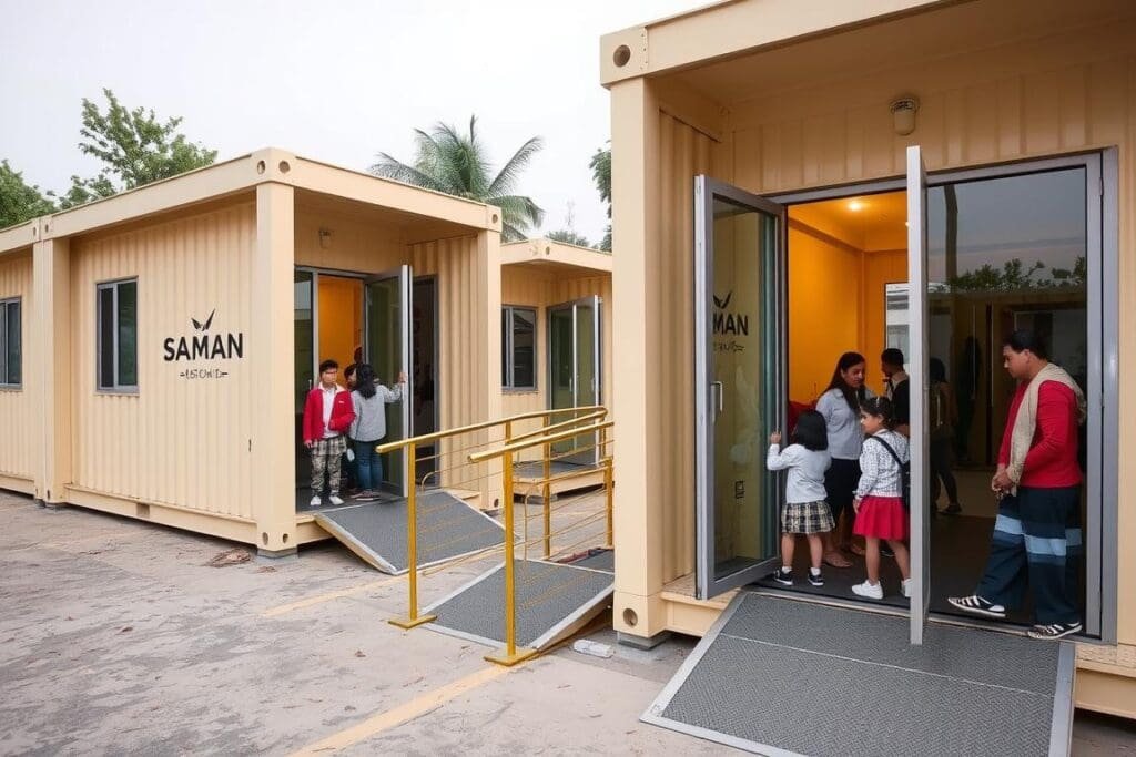 Container cabins for Rohini school temporary classrooms