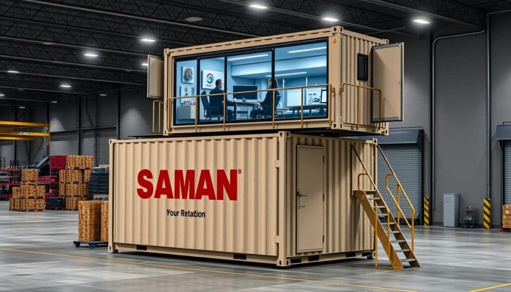 Container office serving as a warehouse control room in Alpha sector, Greater Noida