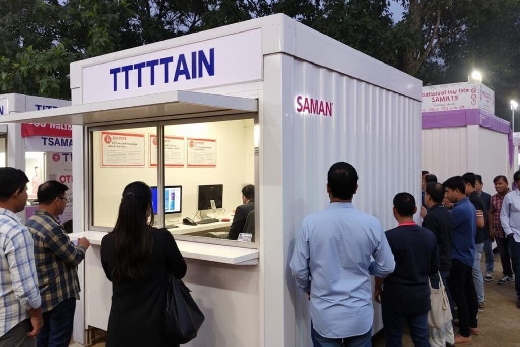 Event ticketing booth at a fair in Vaishali