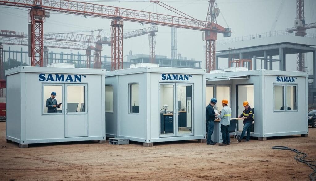 Large site office complex using portable cabins in Ballabhgarh