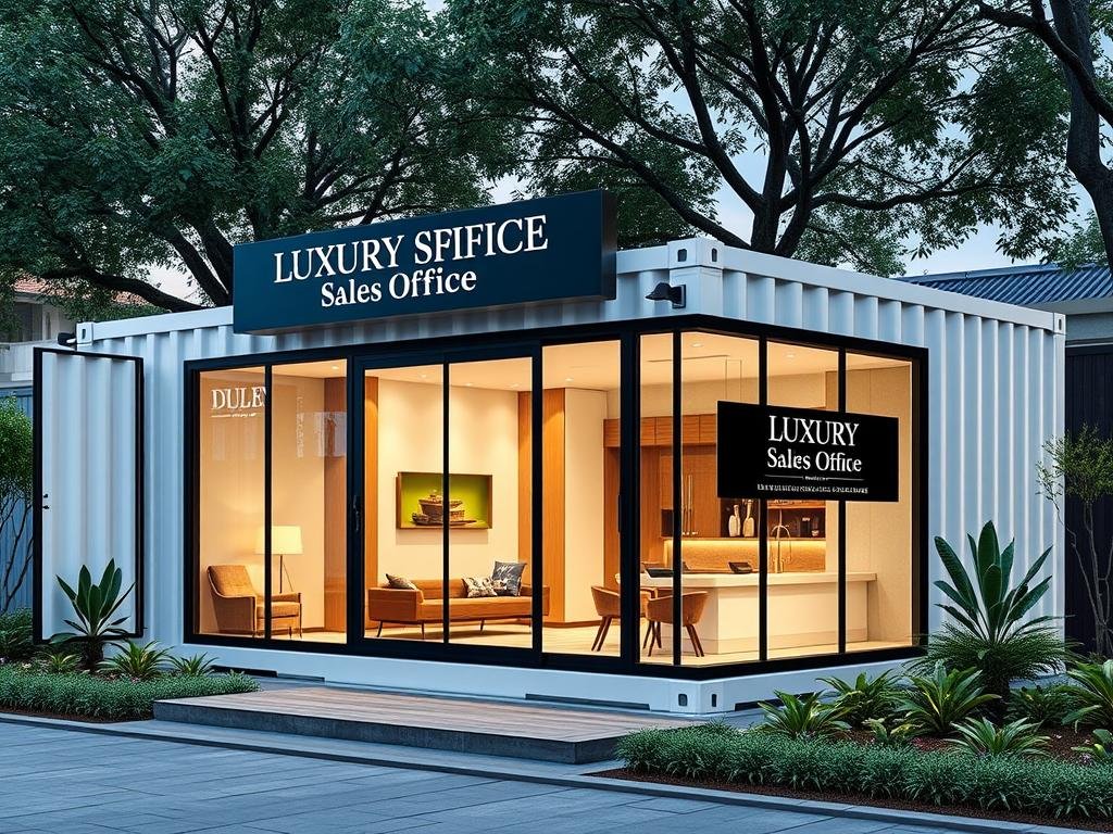 Luxury property sales office in container format at DLF Phase