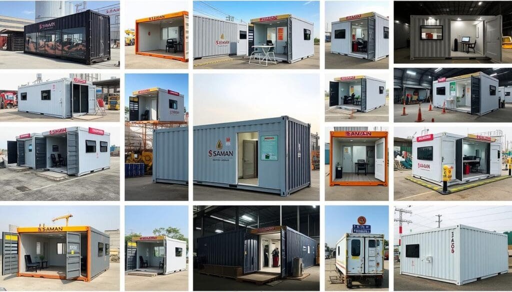 Multiple container offices installed at industrial facilities across Greater Noida
