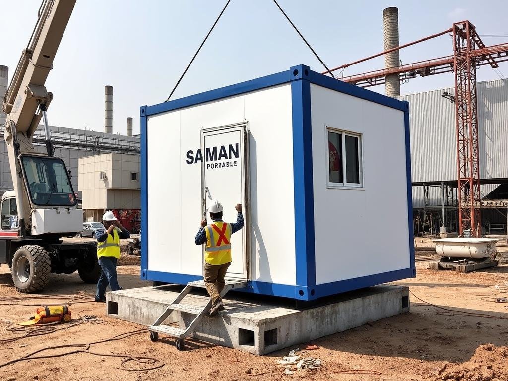 Portable Office Cabin being installed at Sector 21 Faridabad industrial site